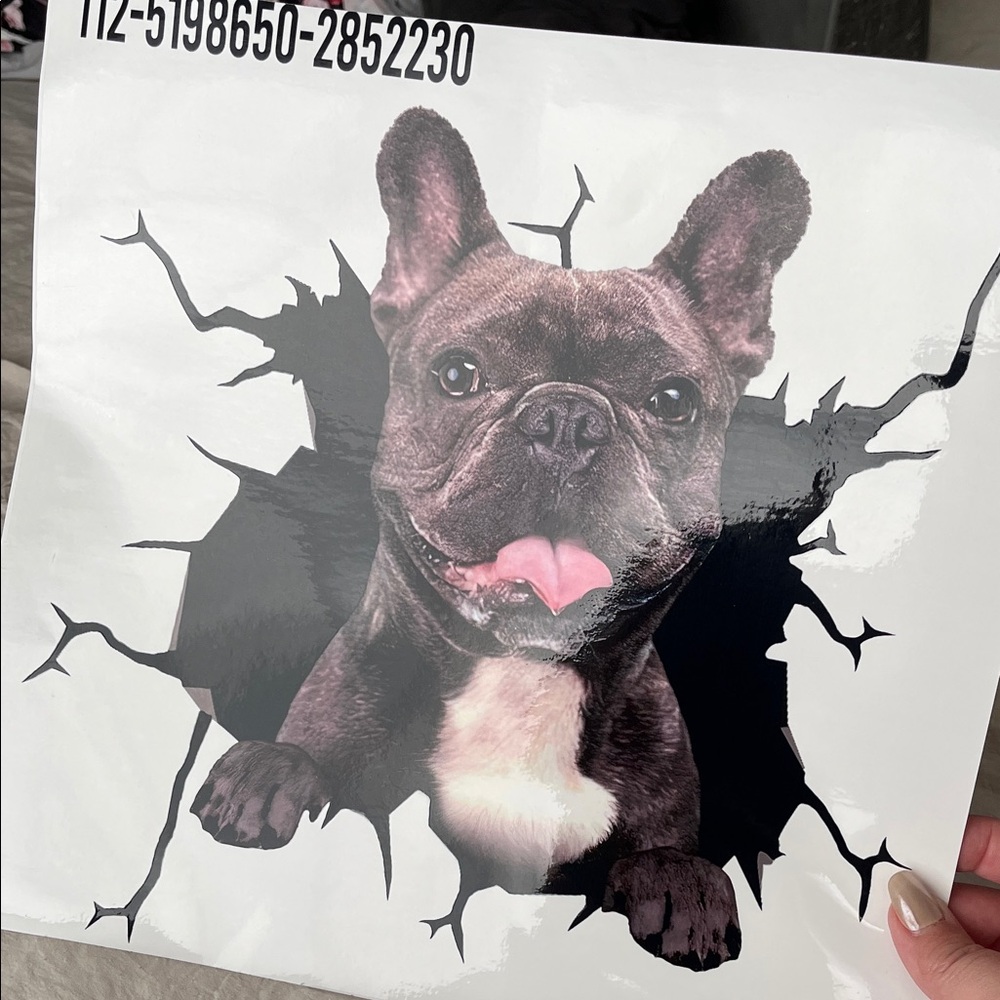 3D French Bulldog Wall/Car Vinyl Sticker - Black and White